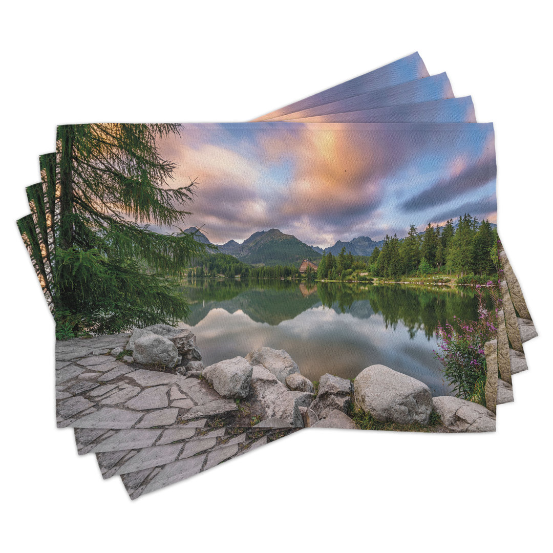 Platzdeckchen 4er Set, Lake von Forest Mountain, Multicolor