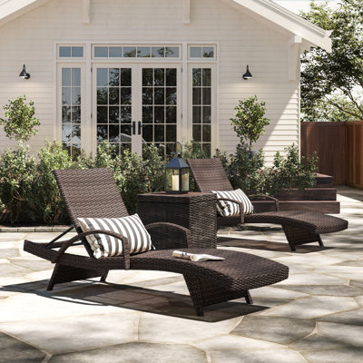Billur 79.5" Long Reclining Chaise Lounge Set by Wade Logan