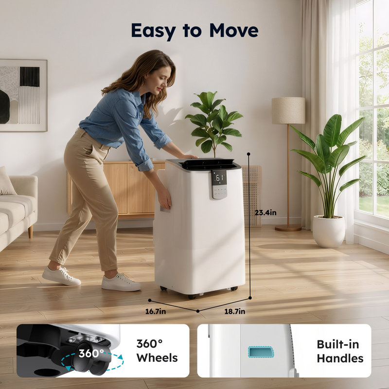 Portable Air Conditioner 14,000 Btu Fast Cooling Ac Unit For Room Up To 550 Sq.ft, 3 In 1 Function, Remote Control, 14000