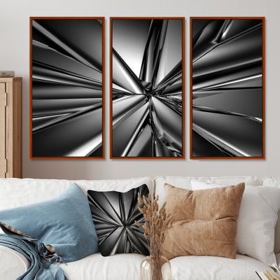 Futuriste fond en cristal - ensemble de 3 toiles abstraites encadrées