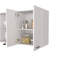 Armoire murale H 24 po, quatre portes, avec deux tablettes internes et plaque interne et organisateur en verre, deux tablettes de rangement avec deux portes en verre, blanc-230293798
