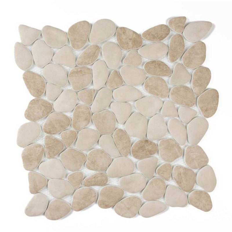 Huron Glass Pebbles Mosaic Tile, Sand Stone