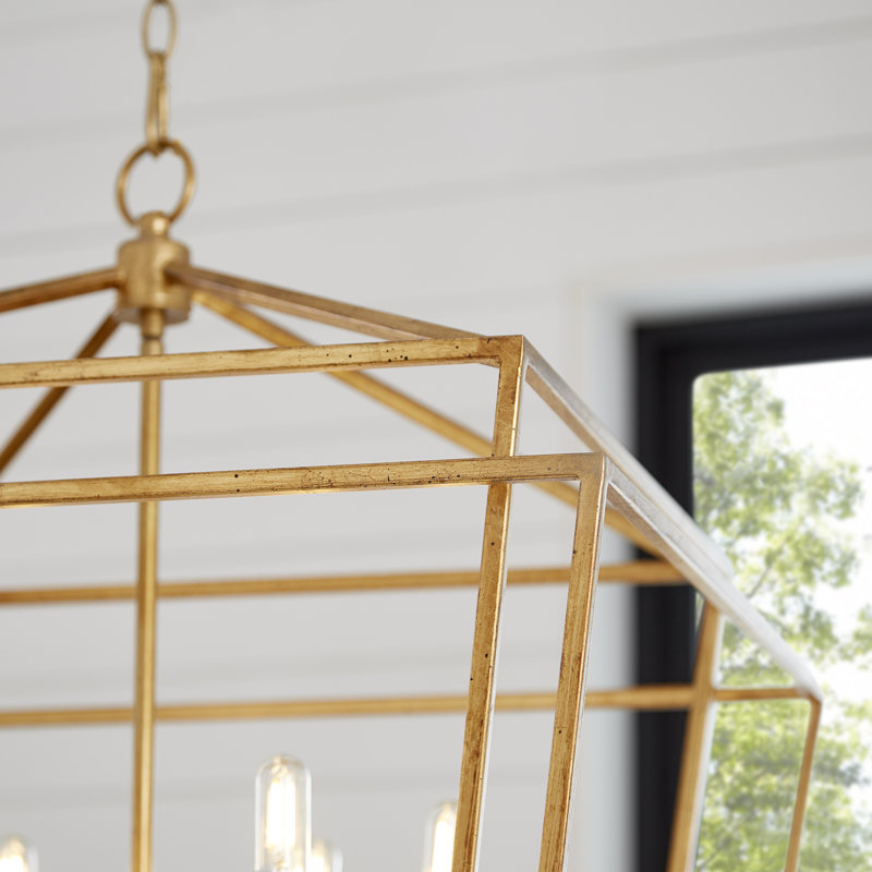 Sonnenberg 6 - Light Dimmable Lantern Chandelier, Gold Leaf