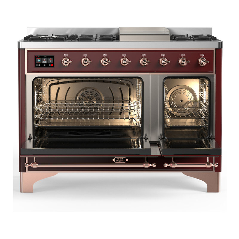 Majestic III Series 48 Inch Dual Fuel Range with 5 Sealed Burners, Griddle, Frenchtop in Matte Graphite (Liquid Propane, Burnished Trim)