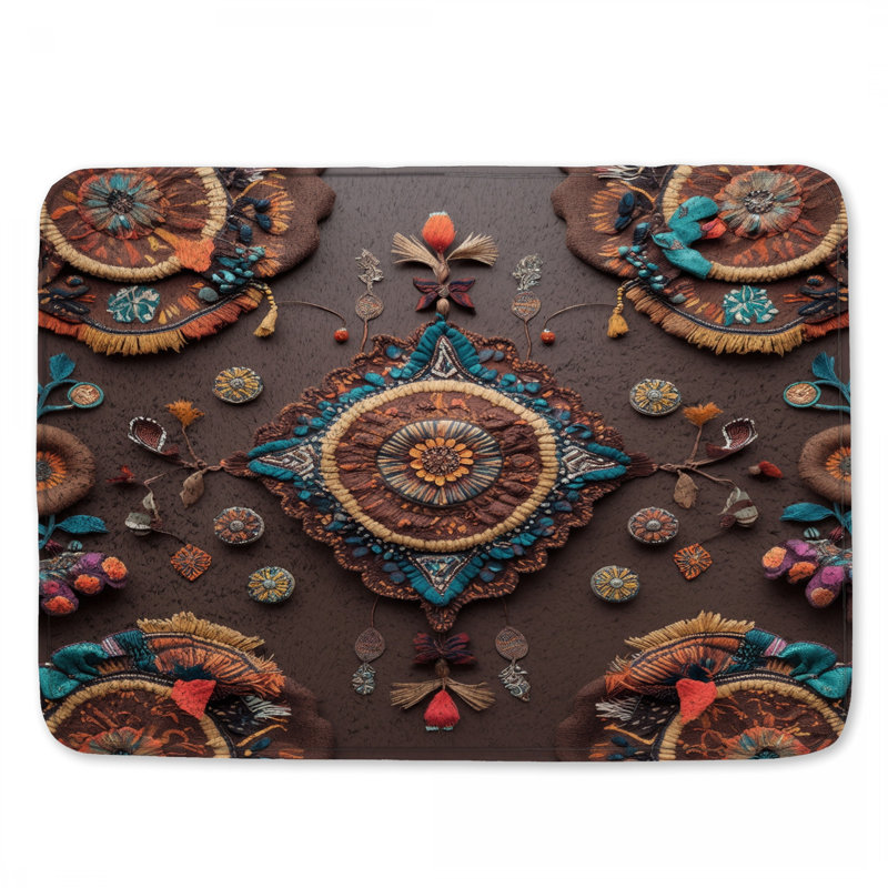 Tapis de bain en tissu complexe Mandala, 24in W x 17in L