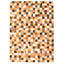 Tapis jaune / orange / noir en cuir de vache Patchwork