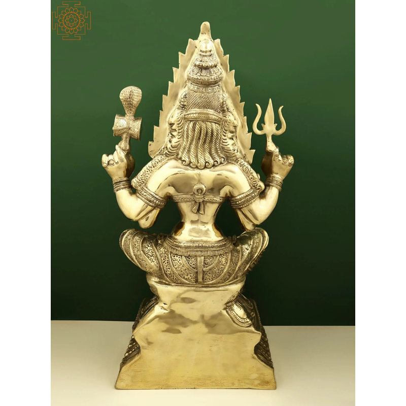Grande statue en laiton de 32 po Mariamman - déesse de l'Inde du Sud Durga Idol avec attributs Shaivite pour le temple de la maison et la décoration spirituelle