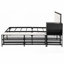 Lit plateforme double en métal avec rangement à deux niveaux Armoire en bois, sans sommier, noir