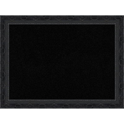 Filigree Gloss Black Framed Corkboard, Black Cork Bulletin Board, Organization Board, Pin Board