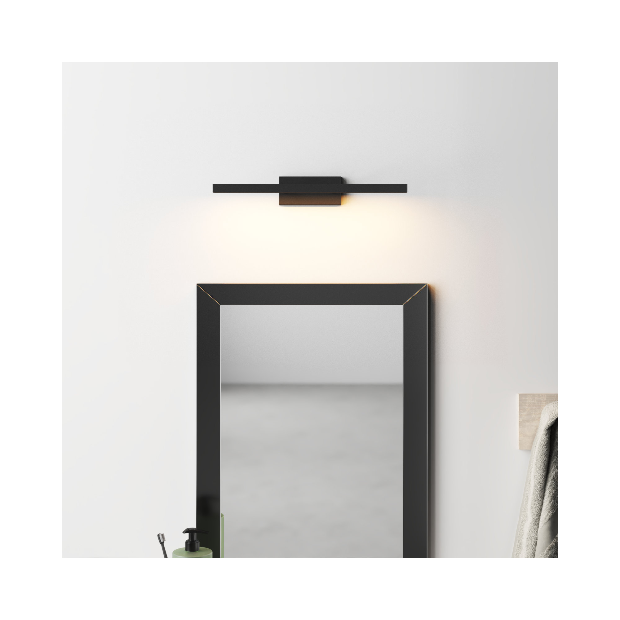 Rochelle Single Frosted Dimmable LED Vanity Light, Black, 3000K