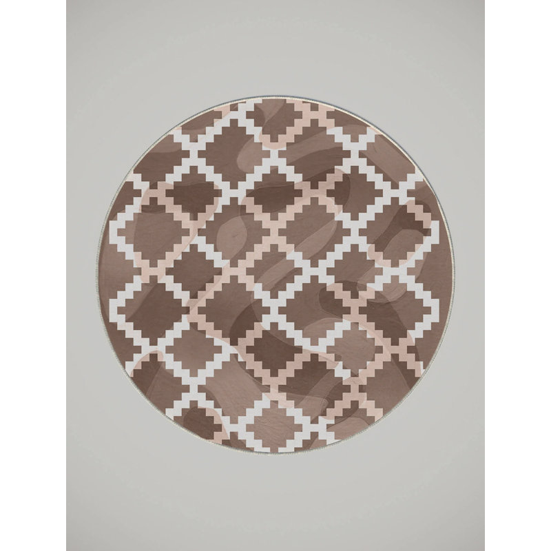 Washable Geometric Indoor Rug, Round 4'