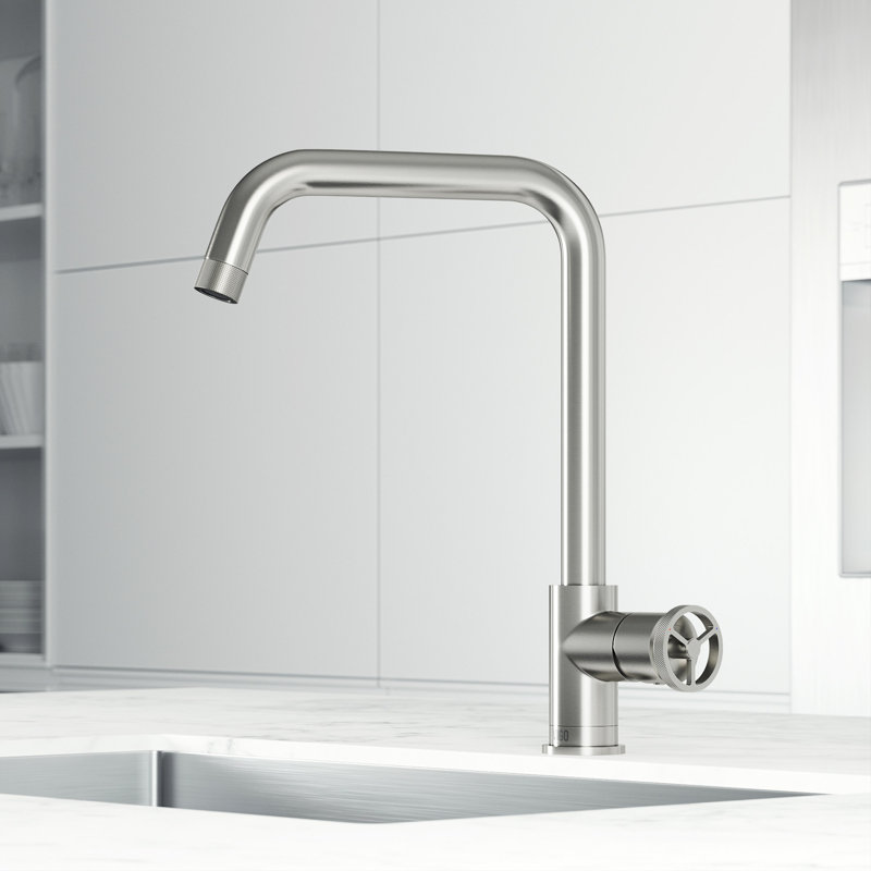 Cass Industrial 14 in. H Single Handle Kitchen Bar Faucet, Stainless Steel