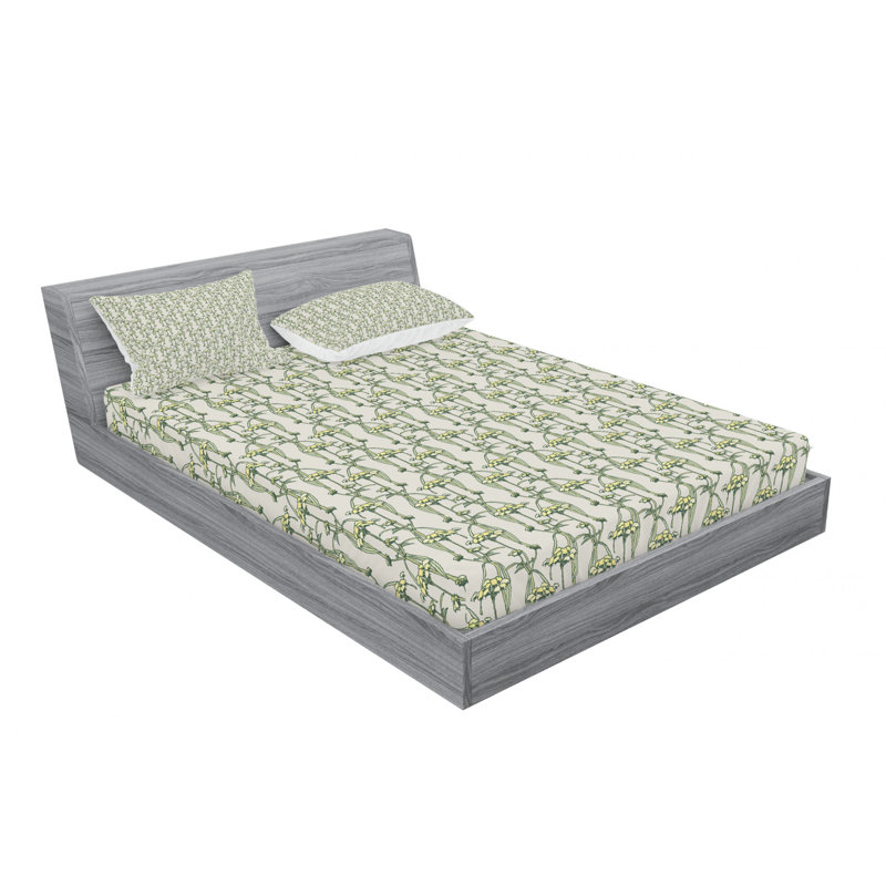 Microfiber Floral Sheet Set, Full Sheet Set with Fitted Sheet