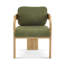 Ensemble de 2 chaises de salle à manger avec dossier coussiné, tissu bouclé vert, structure en bois massif de couleur naturelle-910677206-910677205