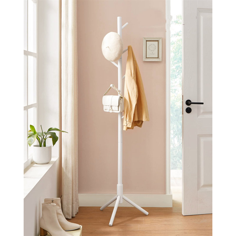 Blaser Solid Wood Freestanding 8 - Hook Coat Rack, White