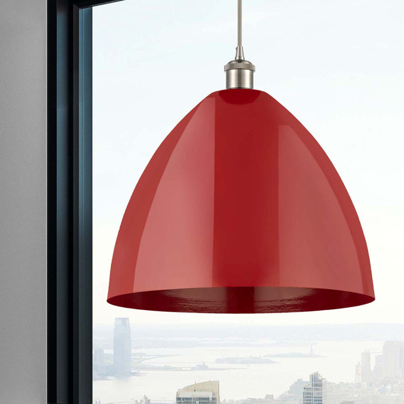 Luminaire suspendu conique 1 lumière, Rouge, Argent/Gris