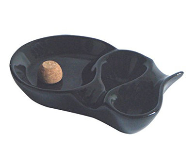 Pipe Black Ceramic Ashtray W/Knocker