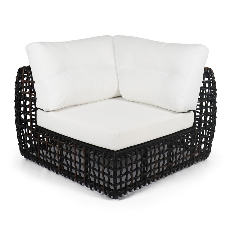 Outdoor Corner Wedge Lounge Chair, Canvas Natural Sunbrella® Canvas, Black