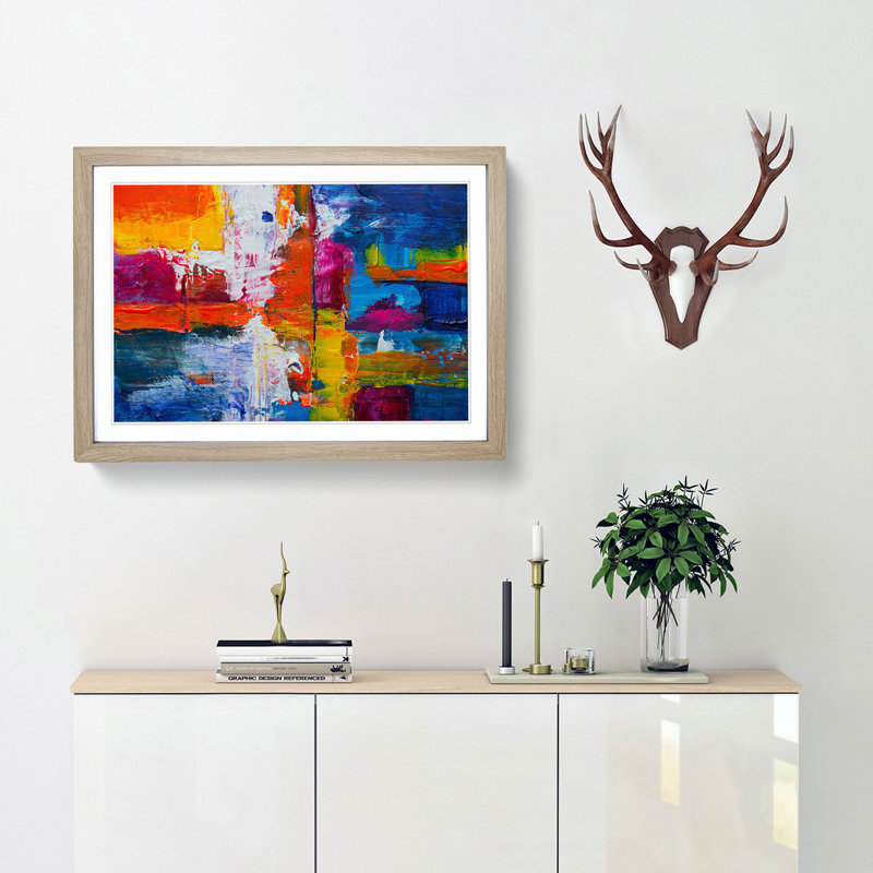 Abstract Art Painting Vol.443 by S.Johnson - Picture Frame Painting Print, Oak Framed, 36cm H x 48cm W x 2cm D