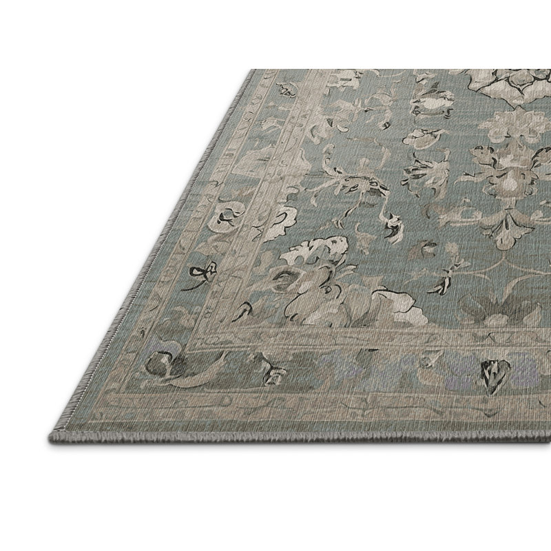 Tapis gris lavable à la machine, Rectangle 7 pi x 9 pi