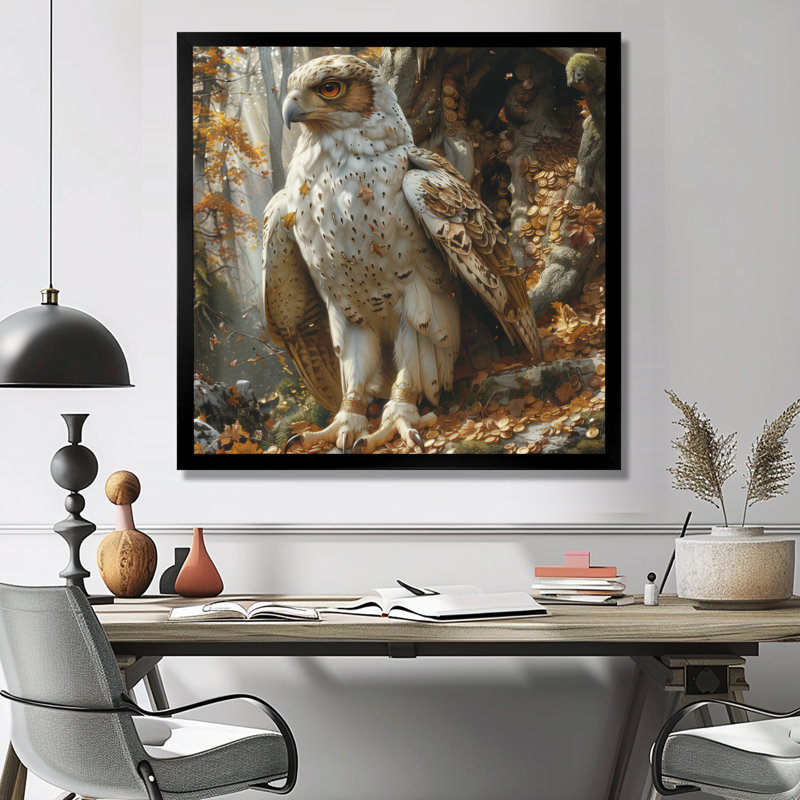  «White Brown Autumn Gryphon Pride Mythical Creature - Mythical Creatures, art mural, Cadre simple noir, bois massif