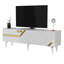 Élégant meuble télé élégant blanc et or 59,1 po x 19,3 po x 11,8 po | 100% panneau de particules enduit de mélamine, épaisseur: 0,7 pouce | Design moderne parfait pour le salon et les espaces de divertissement-1431286058