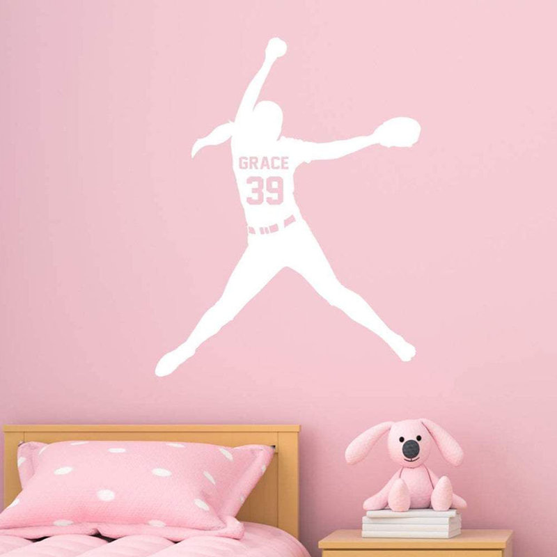 Adhésif décoratif pour cruche de balle Trinx Girls Softball - CS39, Blanc, H 30 po x l 23 po, Oui