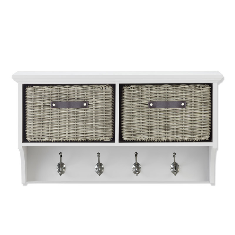 Anita Solid Wood Cube Shelf, White/Grey
