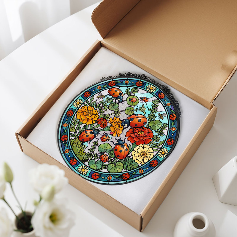 Panneau de vitrail de jardin pour coccinelle ， H 12 po, 12"H