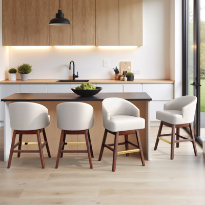 Swivel 26.4'' Faux Leather Counter Stool