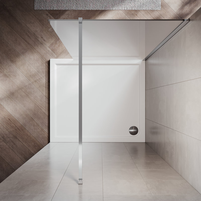Écran de douche sans cadre l 40 po x H 72 po avec verre givré de 8 mm, facile à nettoyer, Chrome chrome