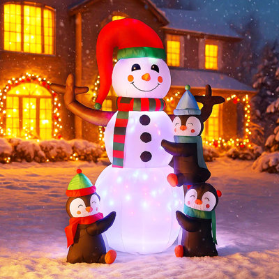 Bonhomme de neige et pingouins gonflables à DEL Catchy Christmas