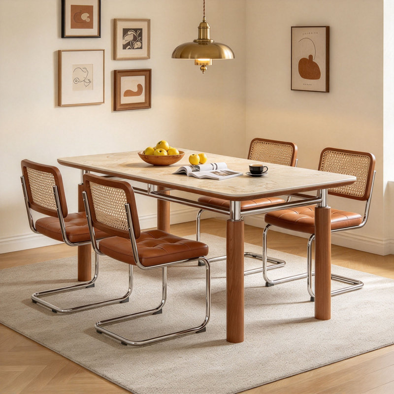 Table en bois massif Mid-Century, 29.5" H x 70.9" W x 31.5" D