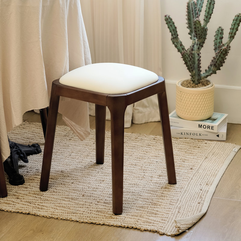 Tabouret d'appoint 2 pièces en similicuir rembourré en bois massif