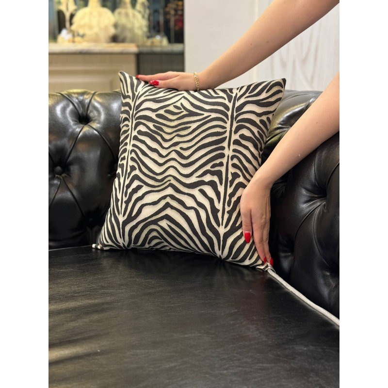 Coussin turc brun foncé / ivoire, H 16 po x l 16 po
