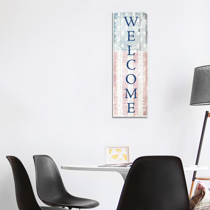Welcome Flag by Carol Robinson - Panoramic Print on Canvas, Wrapped Canvas, 152.4 cm H x 50.8 cm W x 3.175 cm D