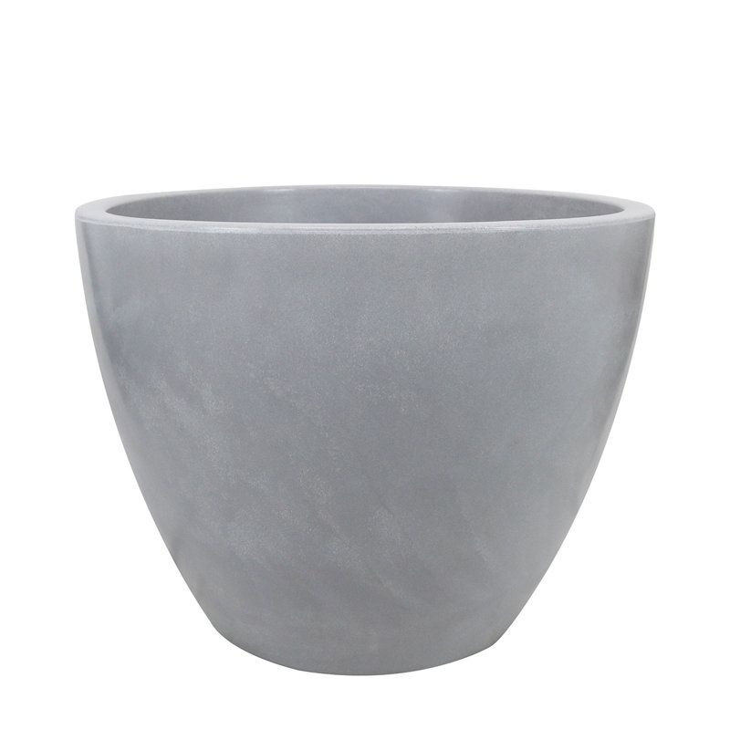 ECOBO Eco-Friendly Round Pot Planter, VicenzaIndoor/Outdoor use,Four Season Use, Marbled Gray, 20.5" H x 27.6" W x 27.6" D