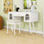 Bureau de maquillage pour coiffeuse avec port d'alimentation intégré, tabouret rembourré et espace de rangement-2059133453
