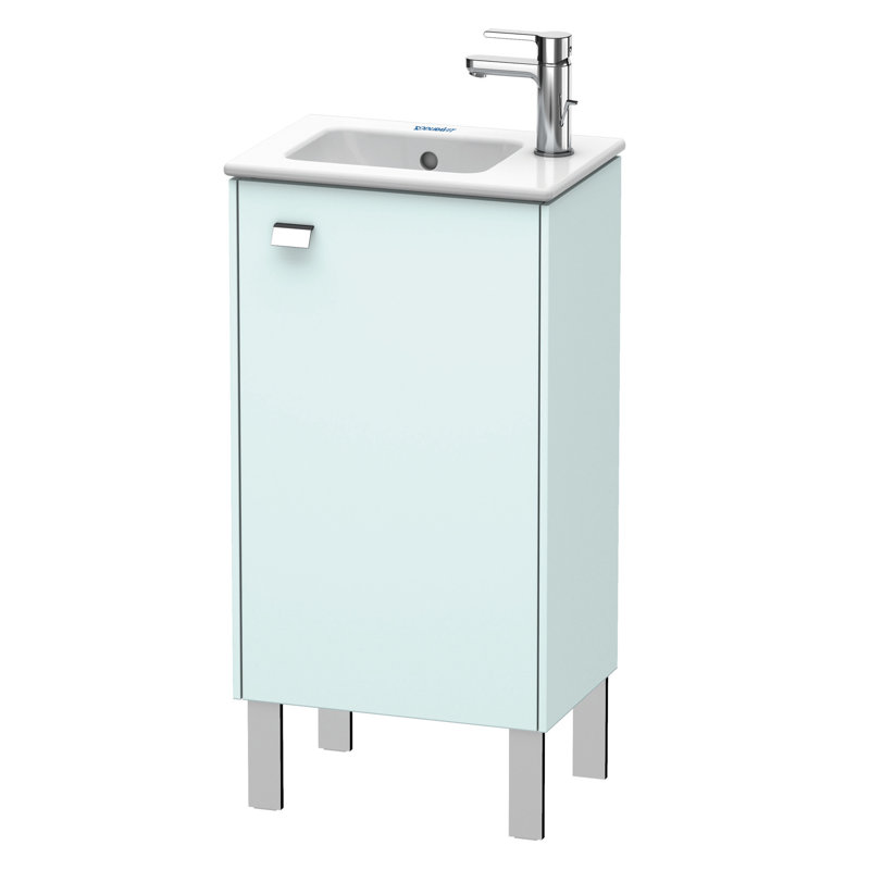 Base de salle de bain simple à fixation murale 16,5" seulement meuble-lavabo Brioso, Chrome / bleu clair mat