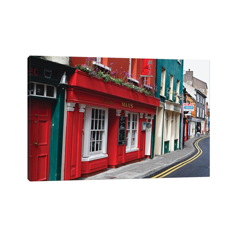 Narrow Street In Kinsale, County Cork, Republic Of Ireland by George Oze - Wrapped Canvas Print
