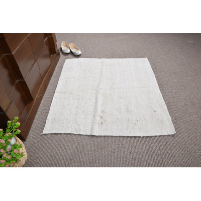 Tapis kilim turc vintage fait à la main beige pour les entrées et les tapis de porte