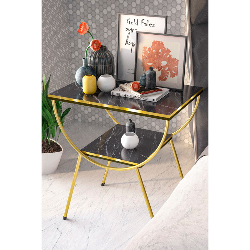 Aveline 18cm Console Table, Black Marble