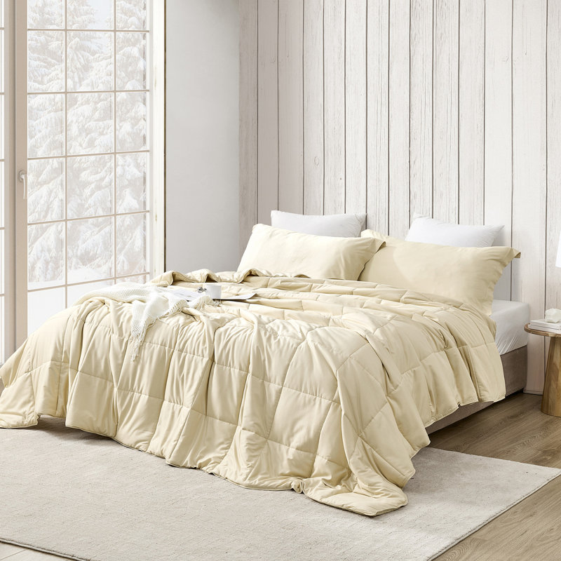 Menoplease - Ensemble d'édredon surdimensionné Coma, Beige, Édredon pour grand lit + 2 taies décoratives sta
