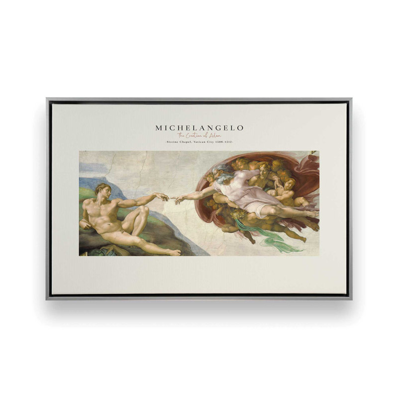 La création d'Adam par Michel-Ange v2, H 12,75 po x l 18,75 po, Chrome poli