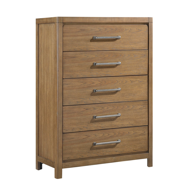Commode de rangement 5 tiroirs brun clair