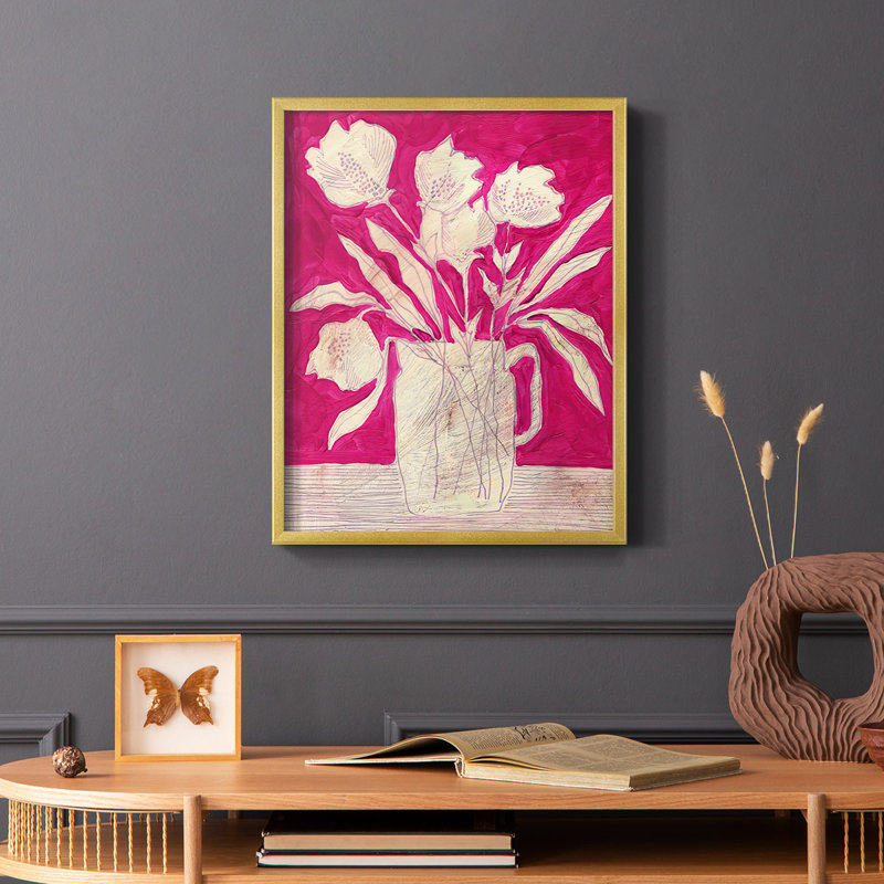 Fuchsia Arrangement II, reproduction encadrée - bois massif, H 20 po x l 16 po