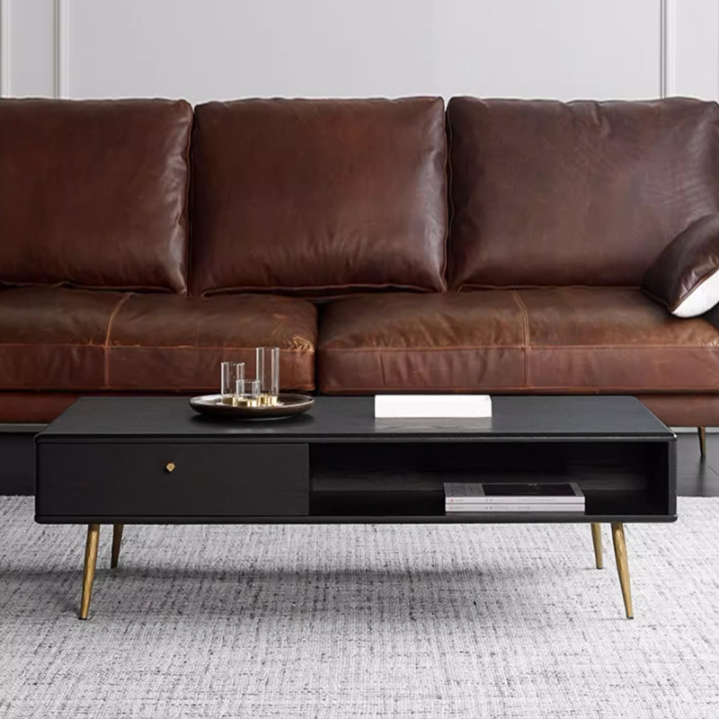 Retro design simple black solid wood coffee table
