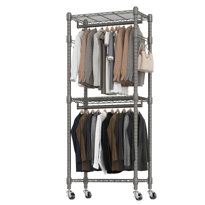 Hico 24'' Metal Rolling Clothing Rack, Gray