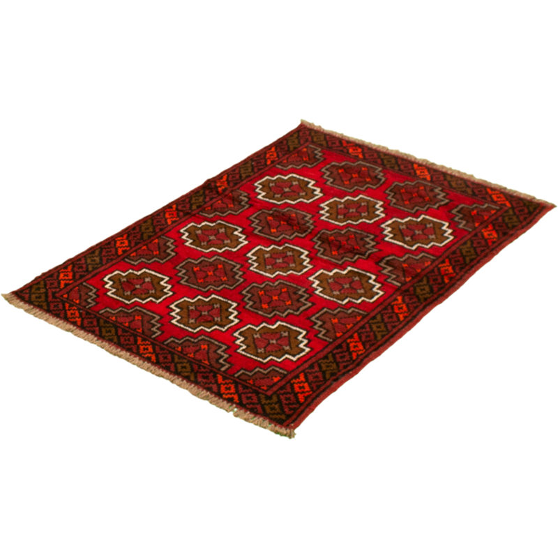 Tapis décoratif en laine de conception unique noué à la main new age esari rouge/brun 3 pi 5 po x 5 pi 1 po