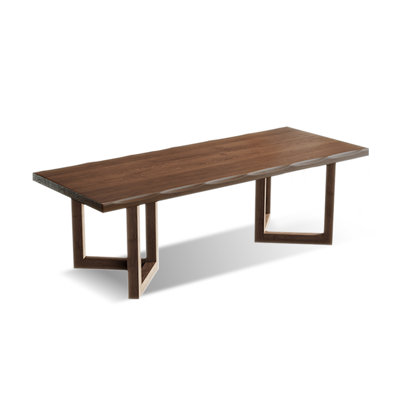 Nut-Brown Rectangular Solid Wood Dining Table